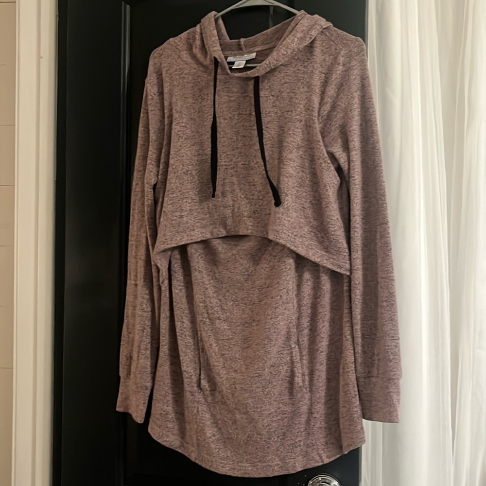 Motherhood Maternity Women's Lift Up Nursing Hoodie, Size Small (4-6), Burgundy